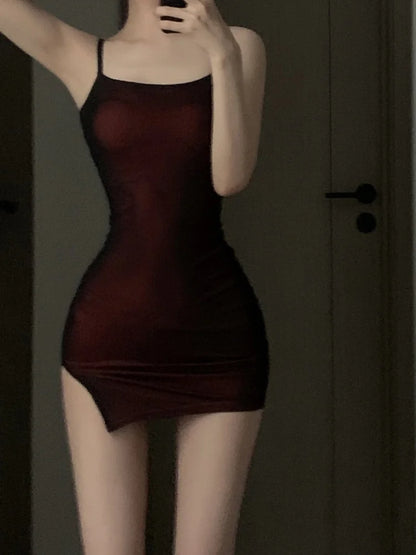 Bodycon Woman Dress 2025 Vestidos De Mujer Fashion Tunic Temperament Sexy Sling Robe Femme Gauze Split Mini Summer Y2K Dresses