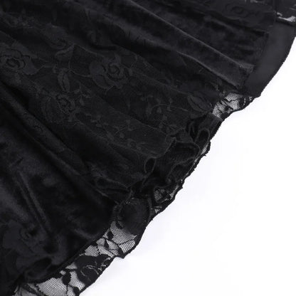 Goth Dark Vintage Mall Gothic Elegant Lace Trumpet Dress Grunge Aesthetic Punk V-neck Long Dresses 2025 Women's Slim Streetwear