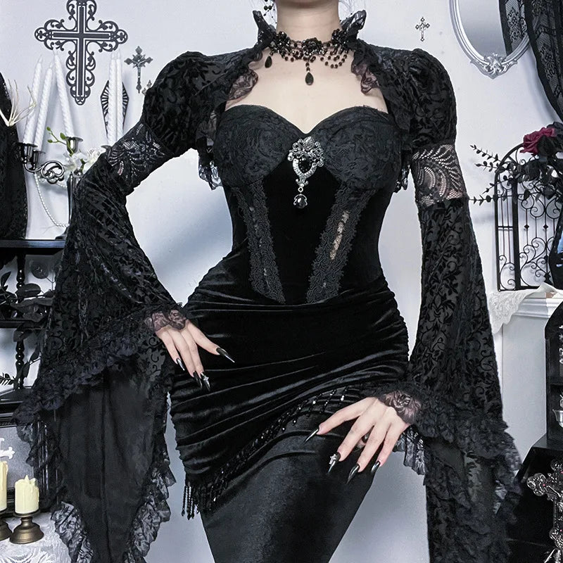 Autumn French Dark Gothic Royal Court Gown Women's Backless Sexy Hip-hugging Camisole Party Dress Y2K Aesthetic Elegant Gown