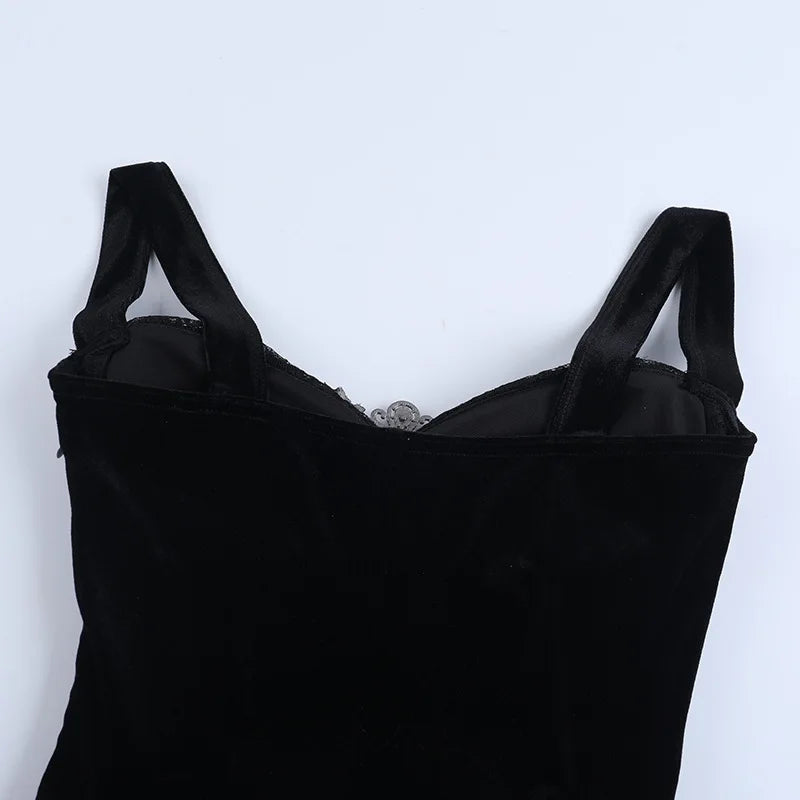 Autumn French Dark Gothic Royal Court Gown Women's Backless Sexy Hip-hugging Camisole Party Dress Y2K Aesthetic Elegant Gown