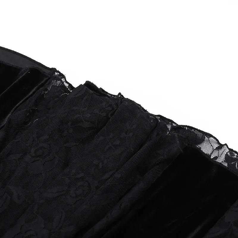 Goth Dark Vintage Mall Gothic Elegant Lace Trumpet Dress Grunge Aesthetic Punk V-neck Long Dresses 2025 Women's Slim Streetwear